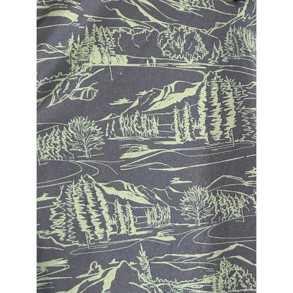 Peter Millar Summer Comfort Golf Polo Shirt Mens 2XL XXL Navy Green Scenic Print